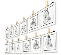 LeTOMA - Photo string and pegs for a charming wall decoration - 2x80 (2x200 cm) natural hemp rope with 2x12 clips - High-grade twine with wooden craft pegs for simple and fast fixation
