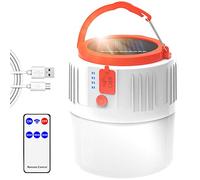 LETOUR Camping Light, LED Rechargeable Camping Lantern Solar/USB Powered Portable Light with Remote Tent Light IP45 Waterproof 2200mAh Power Bank Hanging for Hiking Camping Outdoor Emergency