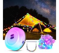 LETOUR Camping String Lights,4 in 1 Rechargeable Outdoor Waterproof Camper String Lights Reel with 19 Lighting Modes,USB Charging Camping Lights,Portable Stowable RGB Retractable for Yard - 7M