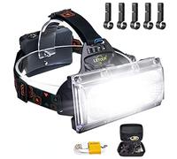 LETOUR Head Torch Rechargeable, 5000 Lumen 4500mAh LED Headlamp with 3 Modes, 120° Wide Angle Floodlight Hard Hat Light, IPX5 Waterproof Headlight for Power Cuts, Camping, Running, Hiking