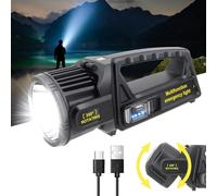 LETOUR Rechargeable Torches LED Super Bright, 1450000 Lumens Powerful Flashlight Large Torch with 350 Degree Rotatable Head, IPX6 Waterproof Solar Emergency Spotlight for Outdoor Camping