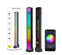 LETOUR RGB LED Light Bars, Voice Activated LED Light, Upgraded 32 Bits Pick Up Music Rhythm Lights, Rechargeable Colorful Wireless LED Rhythm Strip Lights for Gaming, Car, PC, TV, Party and More