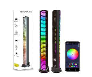 LETOUR RGB LED Light Bars, Voice Activated LED Light, Upgraded 32 Bits Pick Up Music Rhythm Lights, Rechargeable Colorful Wireless LED Rhythm Strip Lights for Gaming, Car, PC, TV, Party and More