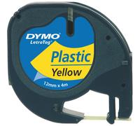 LetraTag Plastic Tape, 12 mm x 4 m Roll - Black on Yellow