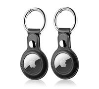 LETREEN Air tag Case,2 Pack PU Leather Air tag Holder with Key Ring, Protective Air Tag Holder Keyring for Luggage Keychain, Kids, Pet Collar Tracker Dog Cat