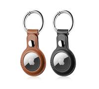 LETREEN Airtag Case, 2 Pack PU Leather Airtag Holder with Keyring, Protective Air Tag Holder Key Ring for Luggage Keychain, Kids, Pet Collar Tracker Dog Cat