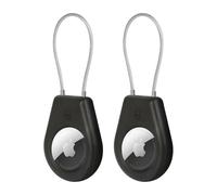 LETREEN Airtag Keyring Holder 2 Pack, Air Tag Holder with Wire Cable, Sturdy Protection Lock Case Airtag Keychain, Black