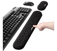 LETREEN Wrist Rest for Keyboard and Mouse Set - Non-Slip Ergonomic Keyboard Wrist Rest Support - Easy Typing, Pain Relief - Cushion Support Pad for Computer Laptop Working Gaming, Black