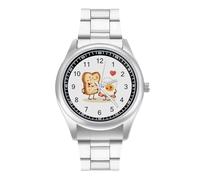 Let's All Go and Have Breakfast Quartz Watch Stainless Steel Wrist Watches for Men Women Easy to Read
