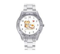 Let's All Go and Have Breakfast Quartz Wrist Watch Stainless Steel Watches for Men Women Easy to Read