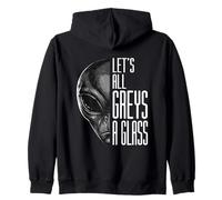 Let's All Greys A Glass Funny Alien Pun UFO Zip Hoodie