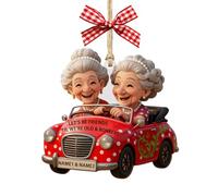 Let's Be Friends 'Til We're Old & Bonkers Ornament,Personalized Old Lady Best Friends Riding Car Ornaments,Custom Acrylic Ornament with Name,Home Decor Xmas Trees Hanging Ornaments,Friendship Gifts