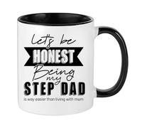 Let's be Honest Being My Step Dad, Father’s Day Gifts, Inside Coloured Coffee, Tea Mug. (Black)