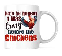 Let's Be Honest I was Crazy Before The Chickens Mug with Handle Coffee Mug Funny Tea Cup for Office Cocoa Hot Chocolate 330Ml