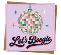 Let's Boogie Disco Ball Party Greeting Card for Birthday, Celebration, Night Out, Retro Dance Theme