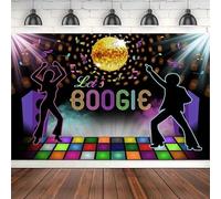 Let's Boogie Party Decoration Photography Backdrop Seventies Rainbow Disco Ball Boogie Fever Birthday Poster Background Banner 180X120cm