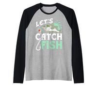 Let's Catch Fish Fishing Adventures Anglers Fisher Fisherman Raglan Baseball Tee