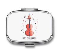 Let's Cellobrate Cello Music Travel Pill Organizer with Mirror