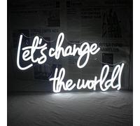 Let's Change the World LED Neon Sign Warm White Letters Light Up Sign Dimmable for Bedroom Living Room Wall Decor Birthday Valentine Party Decoration