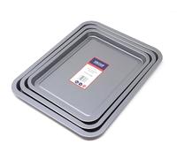 Lets Cook Cookware - 3 Piece Non Stick Oven Baking Tray Set - 28cm, 31cm and 35cm Trays, Stackable, Dishwasher Safe, Made in Britain