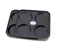 Lets Cook Cookware - 4 Cup Large Yorkshire Pudding Oven Trays, Twin Pack (Set of 2), Non Stick, British Made