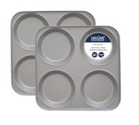 Lets Cook Cookware - 4 Cup Non Stick Large Yorkshire Pudding Trays, Twin Pack (Set of 2), British Made