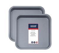 Lets Cook Cookware - 7 Inch Square Non Stick Sandwich Tins, Twin Pack (Set of 2), Fixed Base, 18cm, British Made, for Brownies, Flap Jacks, Short Breads, Cakes, Baking & Roasting