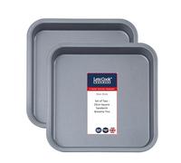 Lets Cook Cookware - 9 Inch Square Non Stick Sandwich Tins, Twin Pack (Set of 2), Fixed Base, 23cm, British Made, for Brownies, Flap Jacks, Short Breads, Cakes, Baking & Roasting