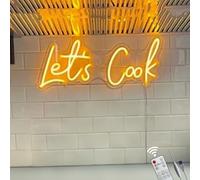 Let's Cook Neon LED Sign,5V USB Powered Dimmable and Time Kitchen Neon Lights Sign for Home Restaurant Kitchen Corner Wall Aesthetic Decor(Remote Control Include)