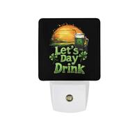 Let's Day Drink Shamrock St Day and Patricks Funny LED Night Lights Plug Into Wall Smart Lighting for Hallways Kitchen Bedroom