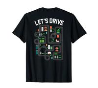 Let's Drive Playmat Train Car Road Track Printed On Back T-Shirt