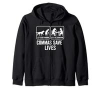 Let's Eat Grandma Commas Save Lives Lets Eat Grandma Humor Zip Hoodie