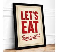Let's Eat Vintage Framed Wall Art Print A2 (59.4×42cm) Black, Wall Decor for Living Room, Bedroom, Office & Home, Ready to Hang, Art Gift