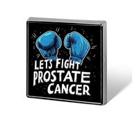 Let's Fight Prostate Cancer Badge Pin Brooch Square Shape Button Aluminum Decor for Backpacks Hats 0.7 Inch