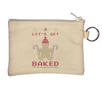 Let's Get Baked Christmas Gingerbread Man Key Chain Coin Purse Beige