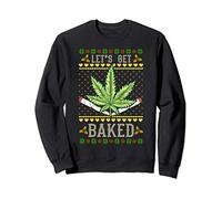 Let's Get Baked Marijuana Christmas Art - Stoner Xmas Sweatshirt