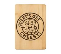 Let's Get Cheesy Bamboo Cutting Board Cheese & Meat Board, Vintage Cheese Art Character Logo, Kitchen and Charcuterie Serving Platter
