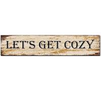 Let's Get Cozy Metal Print Tin Sign Art Bedroom Decor Typography Plaque Poster Living Room Decor Get Cozy Sign Inspirational Quote Art Tin Sign 8x4 INCH / 40x10 CM