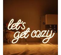 Let's Get Cozy Neon Light Sign Warm White Letter Neon Lights Led Neon Sign for Wall USB Dimmable Neon Lights for Bedroom Bar Cafe Club Salon Store Party