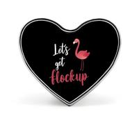 Let's Get Flock Up Flamingo Custom Brooch Pin Heart Lapel Pins Tie Suit Dress Accessories for Men Women Wedding Birthday