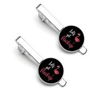 Let's Get Flock Up Flamingo Fashion Men's Tie Clips Silver Tack Pins Cufflinks Shirt Necktie Bar Pinch Suit Tie Accessories