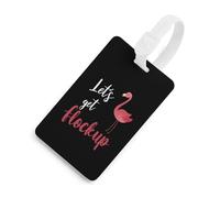 Let's Get Flock Up Flamingo Printed Luggage Tag Identifiers Travel Bag Tags with Name ID Label for Suitcase Backpack