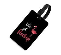 Let's Get Flock Up Flamingo Printed Luggage Tag Identifiers Travel Bag Tags with Name ID Label for Suitcase Backpack