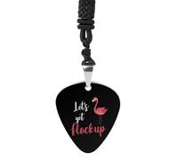 Let's Get Flock Up Flamingo Vintage Pick Necklace Guitar Bass Pick Pendant &B Steel Music Jewelry for Music Lovers