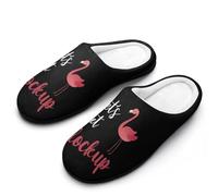Let's Get Flock Up Flamingo Women‘s Cotton Slipper Comfortable Cozy Plush Slippers Anti-Skid Indoor House Closed Toe Shoes