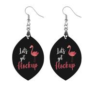 Let's Get Flock Up Flamingo Wooden Earrings Artistic Wood Pendants Vintage Earring Hooks Jewelry for Women Apricot Shaped