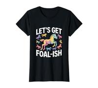 Let's Get Foal-Ish Horse Rainbow Value Graphic T-Shirt, Women, Black, XL