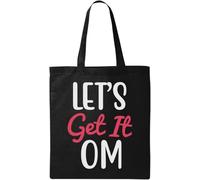 Let's Get It OM Pink And White Logo Natural Ecological Cotton Tote Bag Black