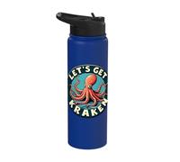 Let's Get Kraken Fun Octopus Nautical Humor Stainless Steel Insulated Water Bottle