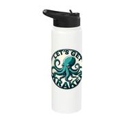 Let's Get Kraken Nautical Sea Octopus Stainless Steel Insulated Water Bottle